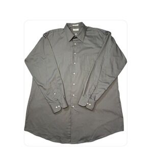 Van Heusen Men's Gray Fitted Lux Sateen Solid Dress Shirt Long Sleeve #932 2XLT